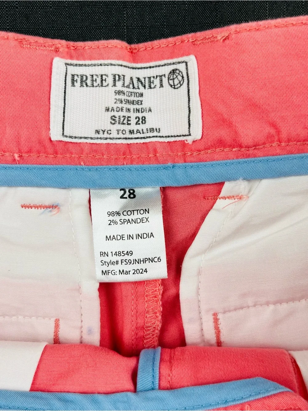 Free Planet Coral-Red Men's Flat Front Shorts